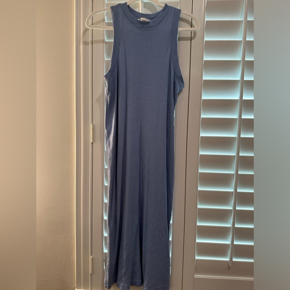 ZARA blue ribbed sleeveless midi long dress | size small | EUC